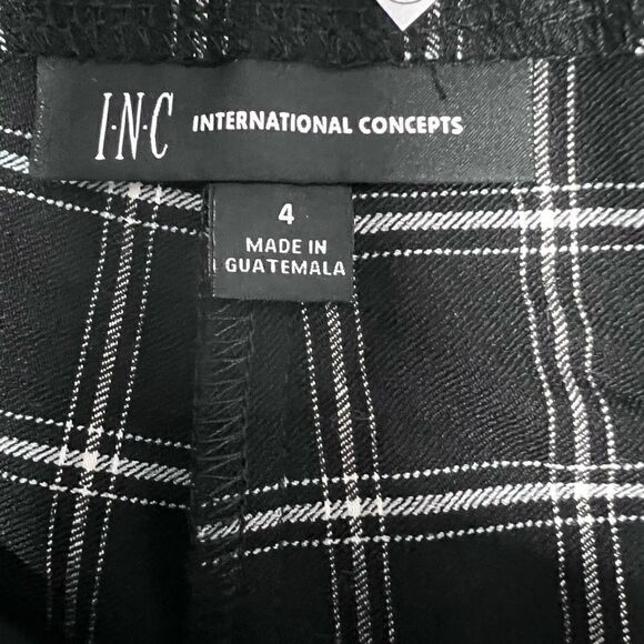 INC International Concepts Pants Black White Plaid Mid Rise Straight Leg Size 4 - Picture 10 of 13